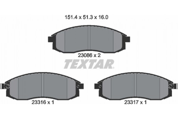 Textar Σετ τακάκια, Δισκόφρενα - 2308602