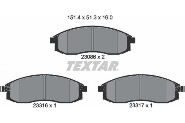 Textar Σετ τακάκια, Δισκόφρενα - 2308602 Textar Σετ τακάκια, Δισκόφρενα - 2308602