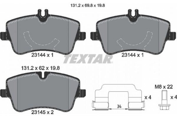 Textar Σετ τακάκια, Δισκόφρενα - 2314402