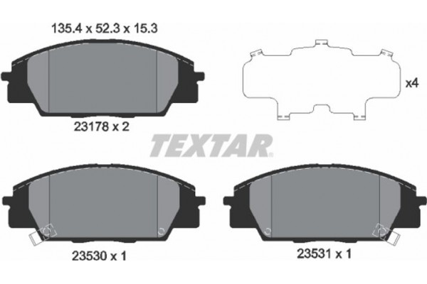 Textar Σετ τακάκια, Δισκόφρενα - 2317801