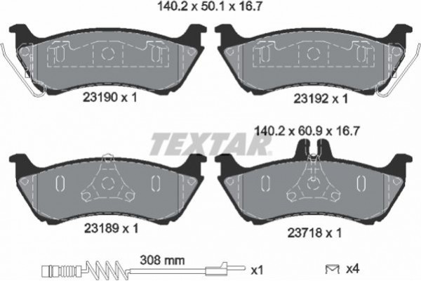 Textar Σετ τακάκια, Δισκόφρενα - 2319002