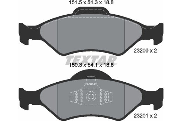 Textar Σετ τακάκια, Δισκόφρενα - 2320001