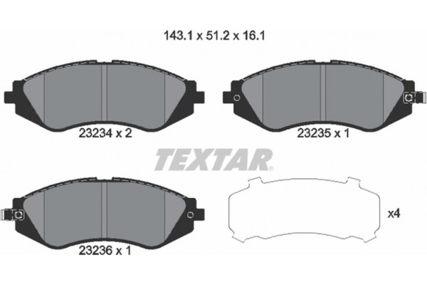 Textar Σετ τακάκια, Δισκόφρενα - 2323401