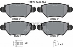 Textar Σετ τακάκια, Δισκόφρενα - 2325803