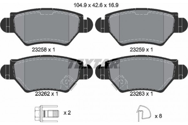 Textar Σετ τακάκια, Δισκόφρενα - 2325803