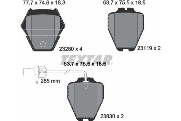 Textar Σετ τακάκια, Δισκόφρενα - 2328001