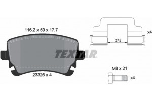 Textar Σετ τακάκια, Δισκόφρενα - 2332601