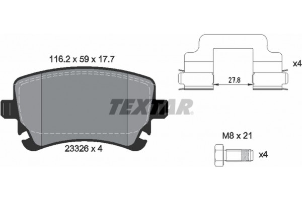 Textar Σετ τακάκια, Δισκόφρενα - 2332601