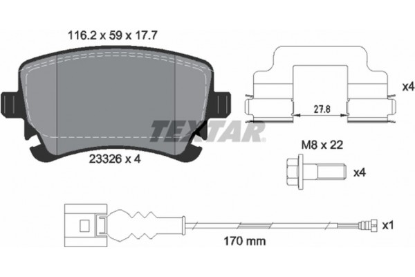 Textar Σετ τακάκια, Δισκόφρενα - 2332602