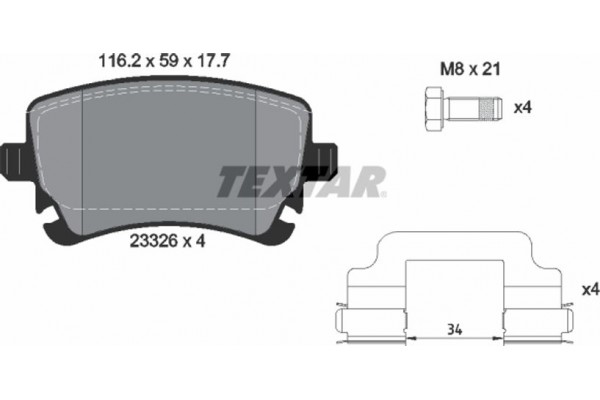 Textar Σετ τακάκια, Δισκόφρενα - 2332607