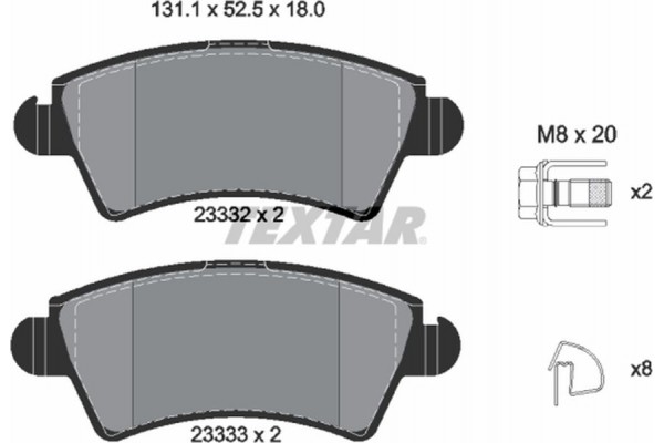 Textar Σετ τακάκια, Δισκόφρενα - 2333201