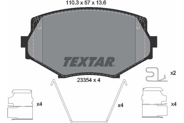 Textar Σετ τακάκια, Δισκόφρενα - 2335404