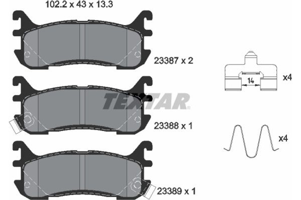 Textar Σετ τακάκια, Δισκόφρενα - 2338704