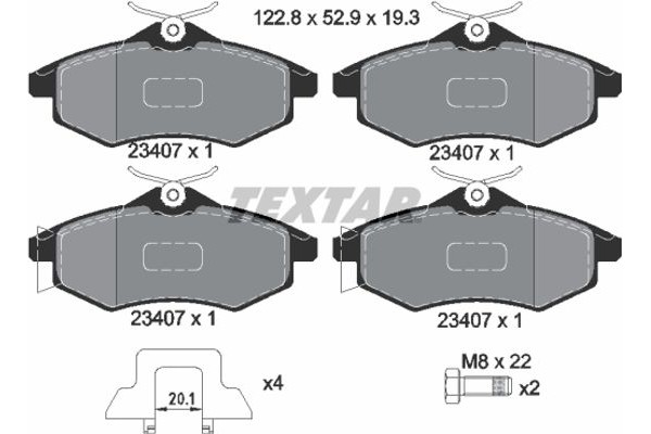 Textar Σετ τακάκια, Δισκόφρενα - 2340702