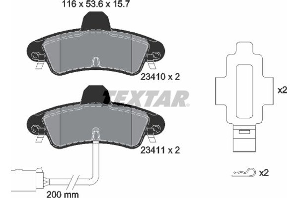 Textar Σετ τακάκια, Δισκόφρενα - 2341008