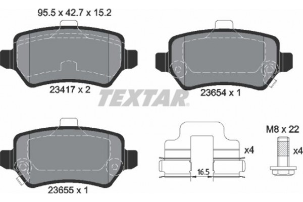 Textar Σετ τακάκια, Δισκόφρενα - 2341703