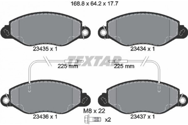 Textar Σετ τακάκια, Δισκόφρενα - 2343501