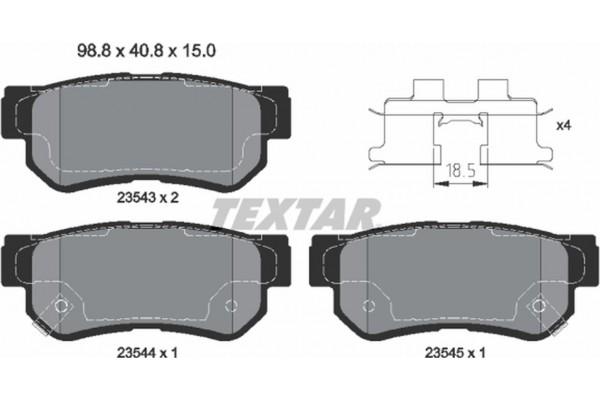 Textar Σετ τακάκια, Δισκόφρενα - 2354301