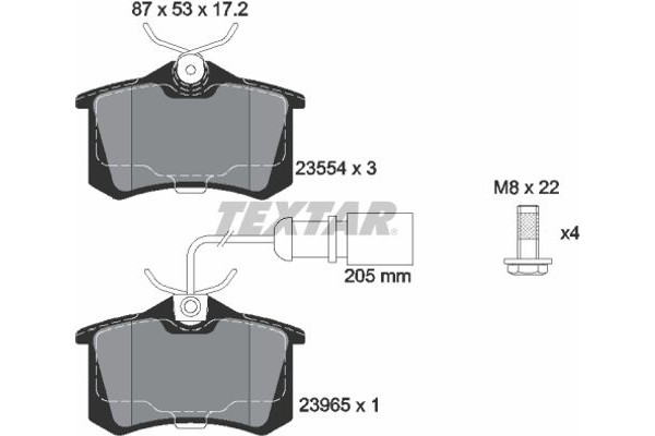 Textar Σετ τακάκια, Δισκόφρενα - 2355403