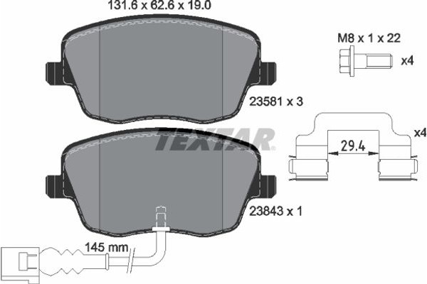 Textar Σετ τακάκια, Δισκόφρενα - 2358102