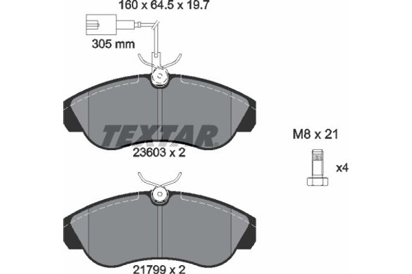 Textar Σετ τακάκια, Δισκόφρενα - 2360301