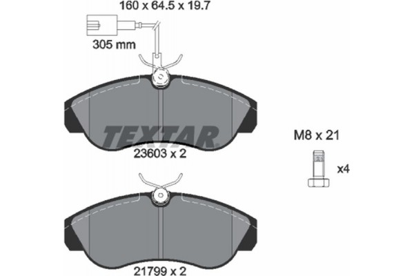 Textar Σετ τακάκια, Δισκόφρενα - 2360301