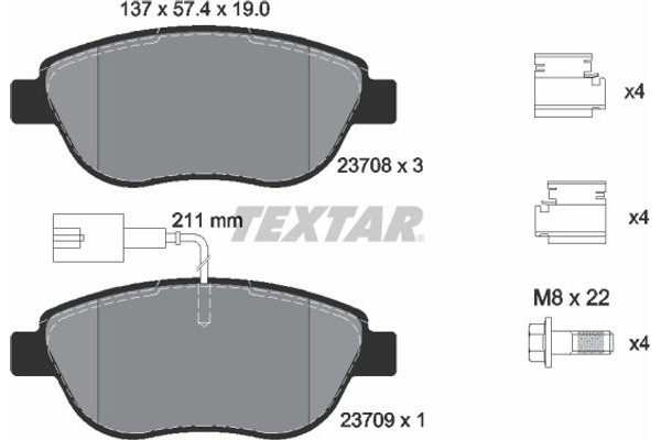 Textar Σετ τακάκια, Δισκόφρενα - 2370802