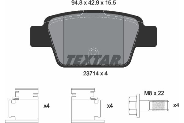 Textar Σετ τακάκια, Δισκόφρενα - 2371401