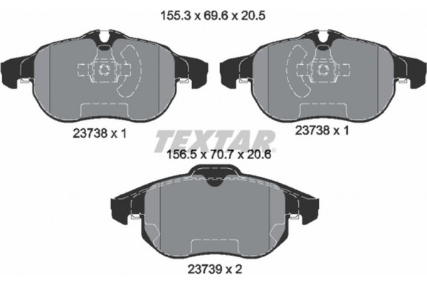 Textar Σετ τακάκια, Δισκόφρενα - 2373807