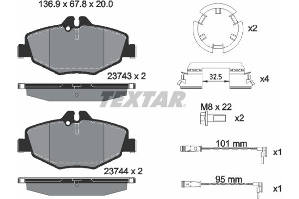 Textar Σετ τακάκια, Δισκόφρενα - 2374303