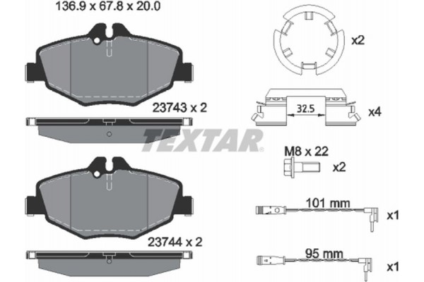 Textar Σετ τακάκια, Δισκόφρενα - 2374303