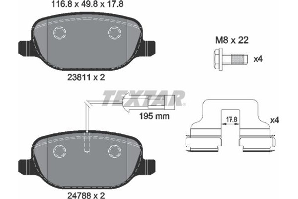 Textar Σετ τακάκια, Δισκόφρενα - 2381101