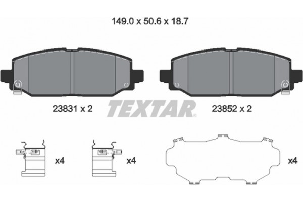 Textar Σετ τακάκια, Δισκόφρενα - 2383101