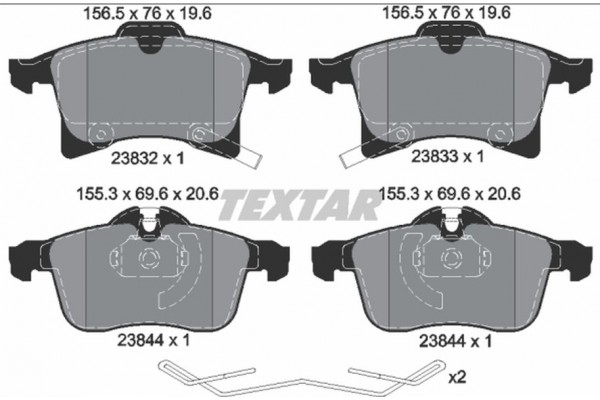 Textar Σετ τακάκια, Δισκόφρενα - 2383204