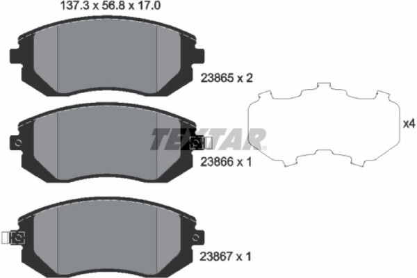 Textar Σετ τακάκια, Δισκόφρενα - 2386501