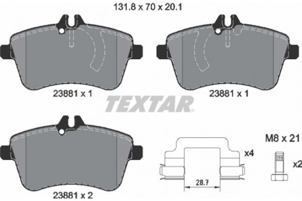 Textar Σετ τακάκια, Δισκόφρενα - 2388101