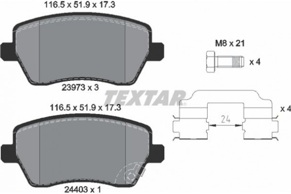 Textar Σετ τακάκια, Δισκόφρενα - 2397302