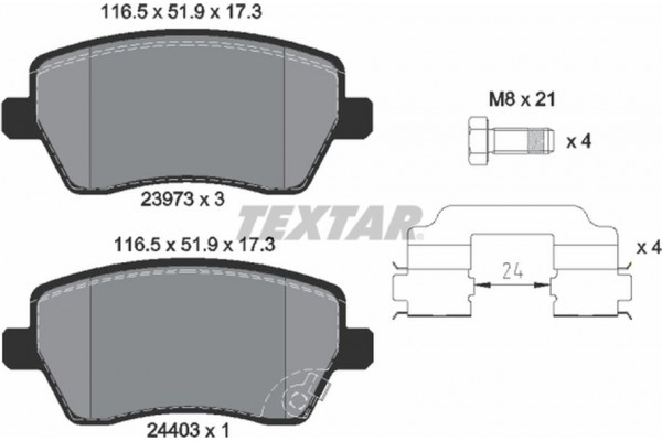 Textar Σετ τακάκια, Δισκόφρενα - 2397302