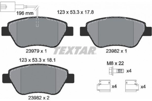 Textar Σετ τακάκια, Δισκόφρενα - 2397901