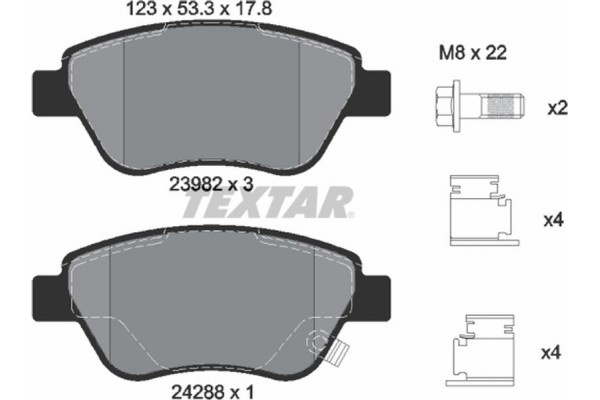 Textar Σετ τακάκια, Δισκόφρενα - 2398202
