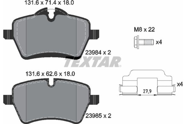 Textar Σετ τακάκια, Δισκόφρενα - 2398401