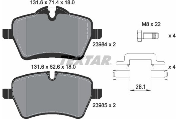 Textar Σετ τακάκια, Δισκόφρενα - 2398404