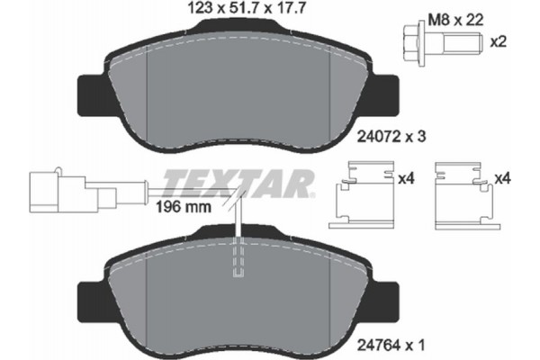 Textar Σετ τακάκια, Δισκόφρενα - 2407202 Textar Σετ τακάκια, Δισκόφρενα - 2407202