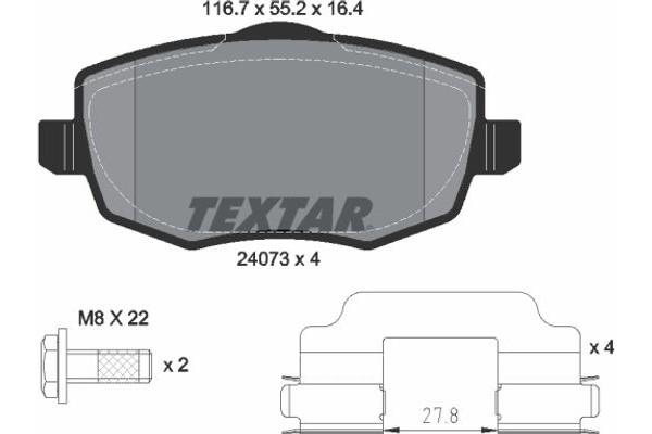 Textar Σετ τακάκια, Δισκόφρενα - 2407301