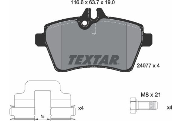 Textar Σετ τακάκια, Δισκόφρενα - 2407701