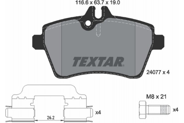 Textar Σετ τακάκια, Δισκόφρενα - 2407702