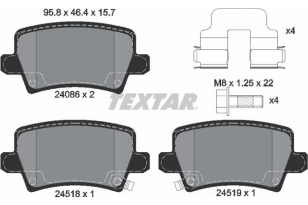 Textar Σετ τακάκια, Δισκόφρενα - 2408601