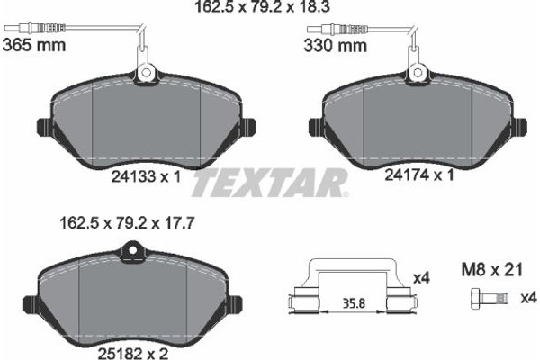 Textar Σετ τακάκια, Δισκόφρενα - 2413303