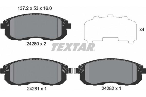 Textar Σετ τακάκια, Δισκόφρενα - 2428001