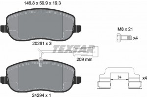 Textar Σετ τακάκια, Δισκόφρενα - 2429401